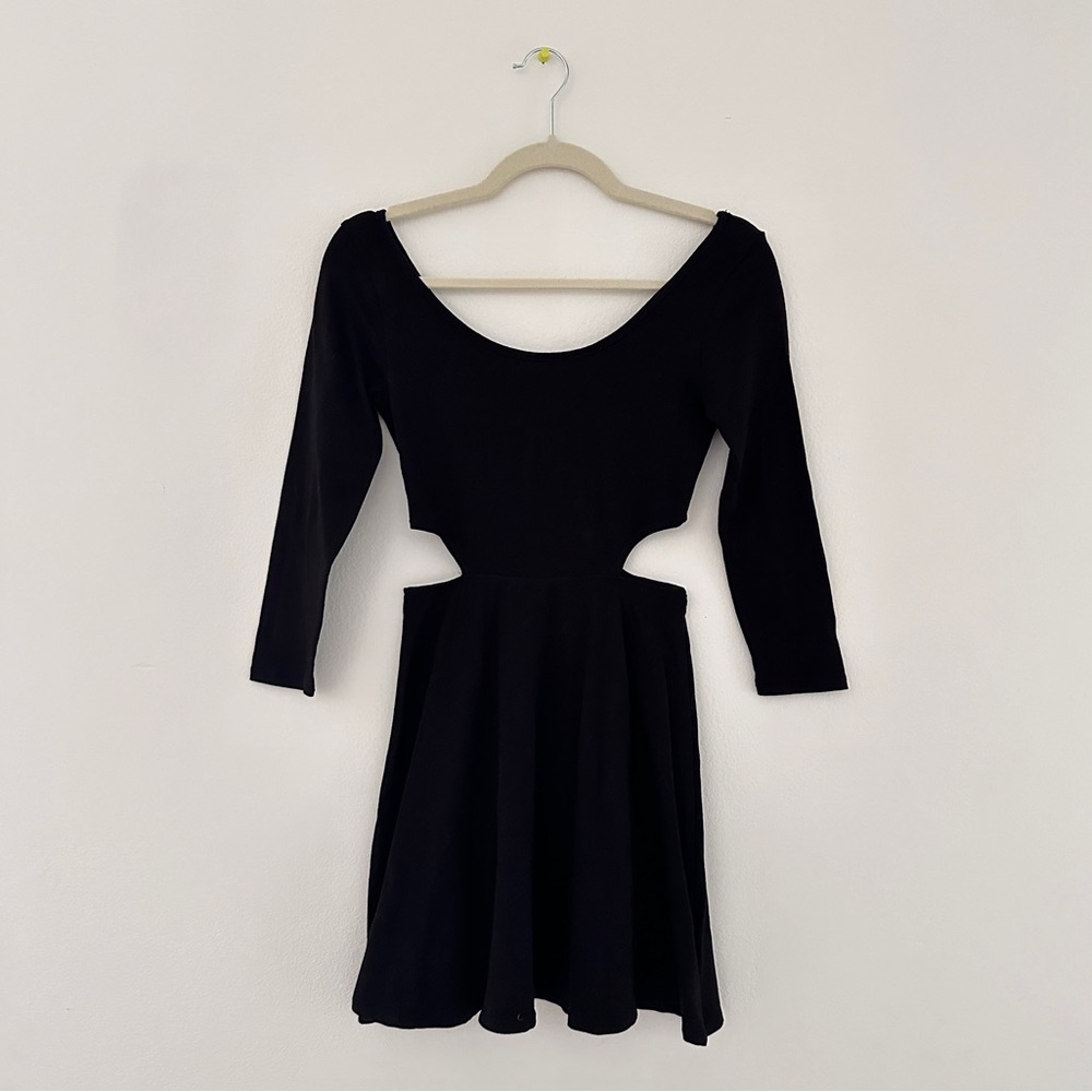 Black Skater Dress with Side Cutouts